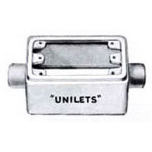 FSC-1D-75 Unilets Type FSC Double Opening Heavy Duty Shallow Device Box With Internal Ground Screw, Malleable Iron, 25 cu-in Capacity, 1 Gangs, 2 Outlets, 2 Knockouts, 4.56 in H x 2.81 in W x 2 in D