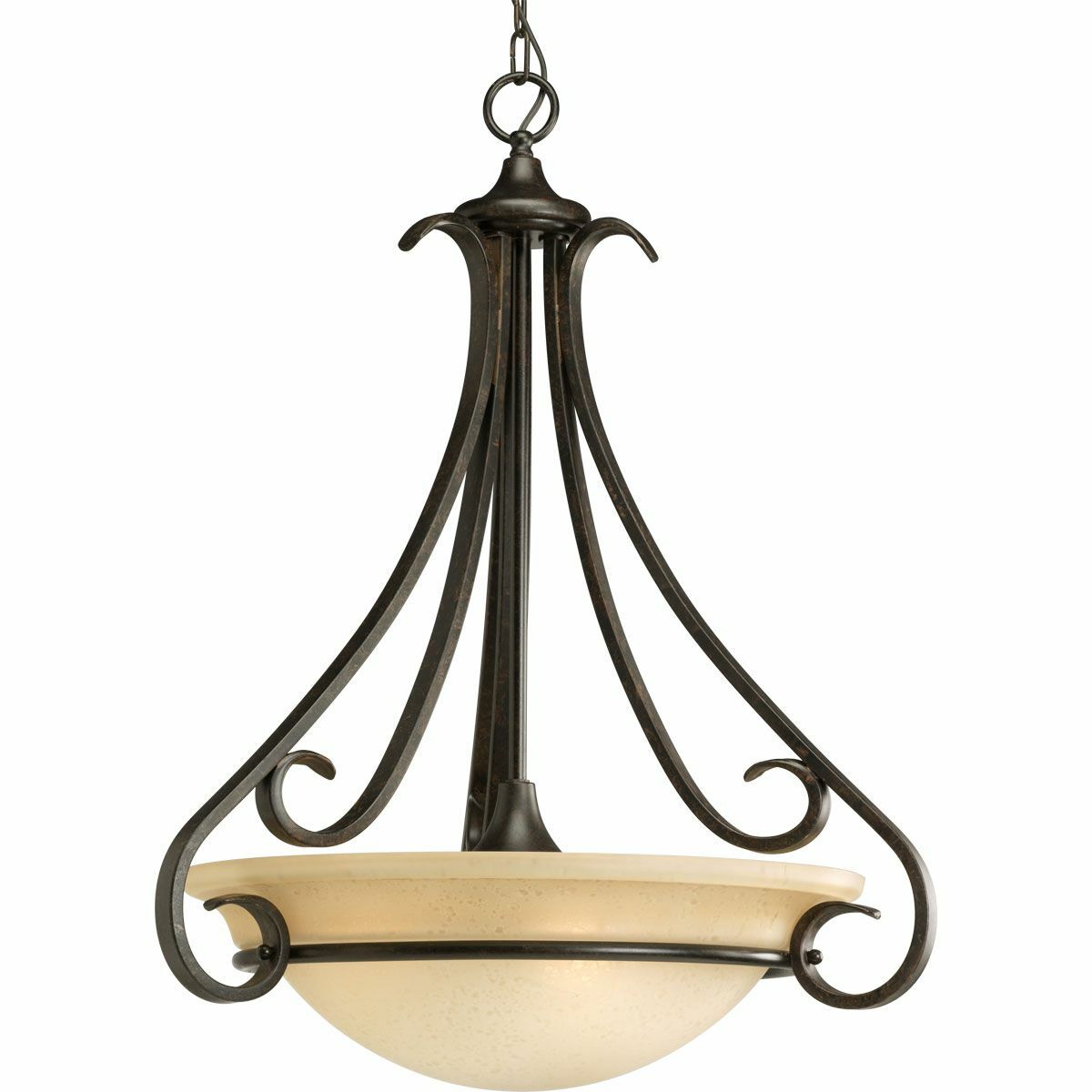 P3847-77 Casual/Traditional Torino/Transitional Pendant Light, (3) Incandescent Lamp, 120 V AC, Forged Bronze/Brown Painted Housing