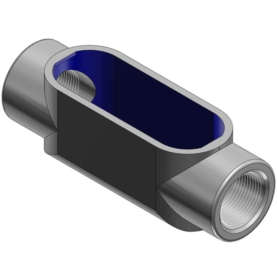 C17 BlueKote Type-C Conduit Body, 1/2 in Hub, Form 7 Form, 4 cu-in Capacity, Malleable Iron, Epoxy Powder Coated/Zinc Plated