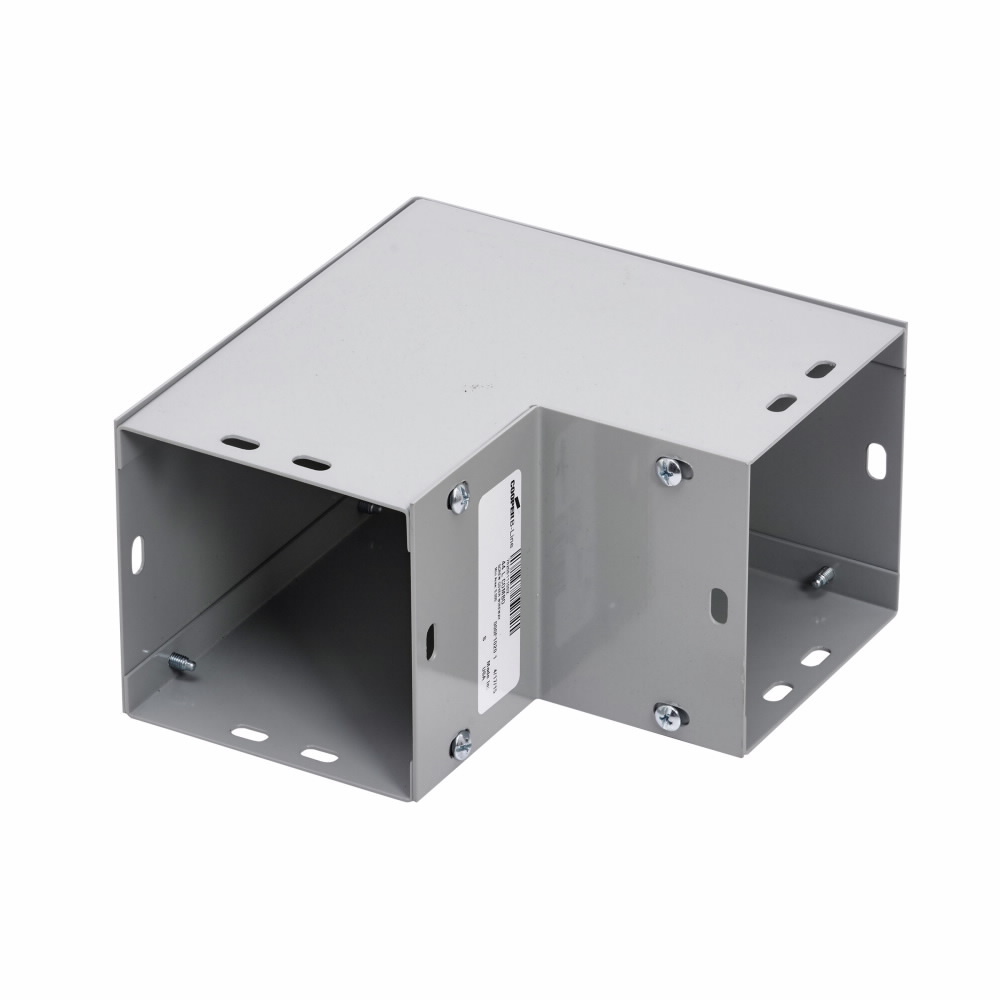 wireway elbow fitting, Lay-in, 90? elbow, combo opening, NEMA 1, Steel, ANSI 61 gray painted, 6" X 6"