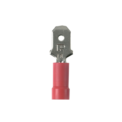 DV18-250MB-CY Pan-Term DV-MB Barrel Insulated Loose Piece Vibration-Resistant Disconnect, 22 to 18 AWG Conductor, 0.25 in W x 0.032 in THK Tab, Butted Seam/Funnel Entry Barrel, Copper, Red