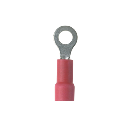 PV18-10RX-CY Pan-Term Type PV-RX Ring Terminal, 22 to 18 AWG Conductor, 0.96 in L, Brazed Seam/Expanded Entry/Insulation Support/Internal Serration Barrel, Copper, Red