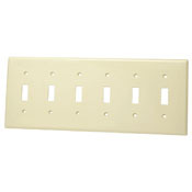 80736-W Standard Size Traditional Wall Plate, 6 Gangs, 11.8 in W x 4.5 in H, Thermoplastic, White