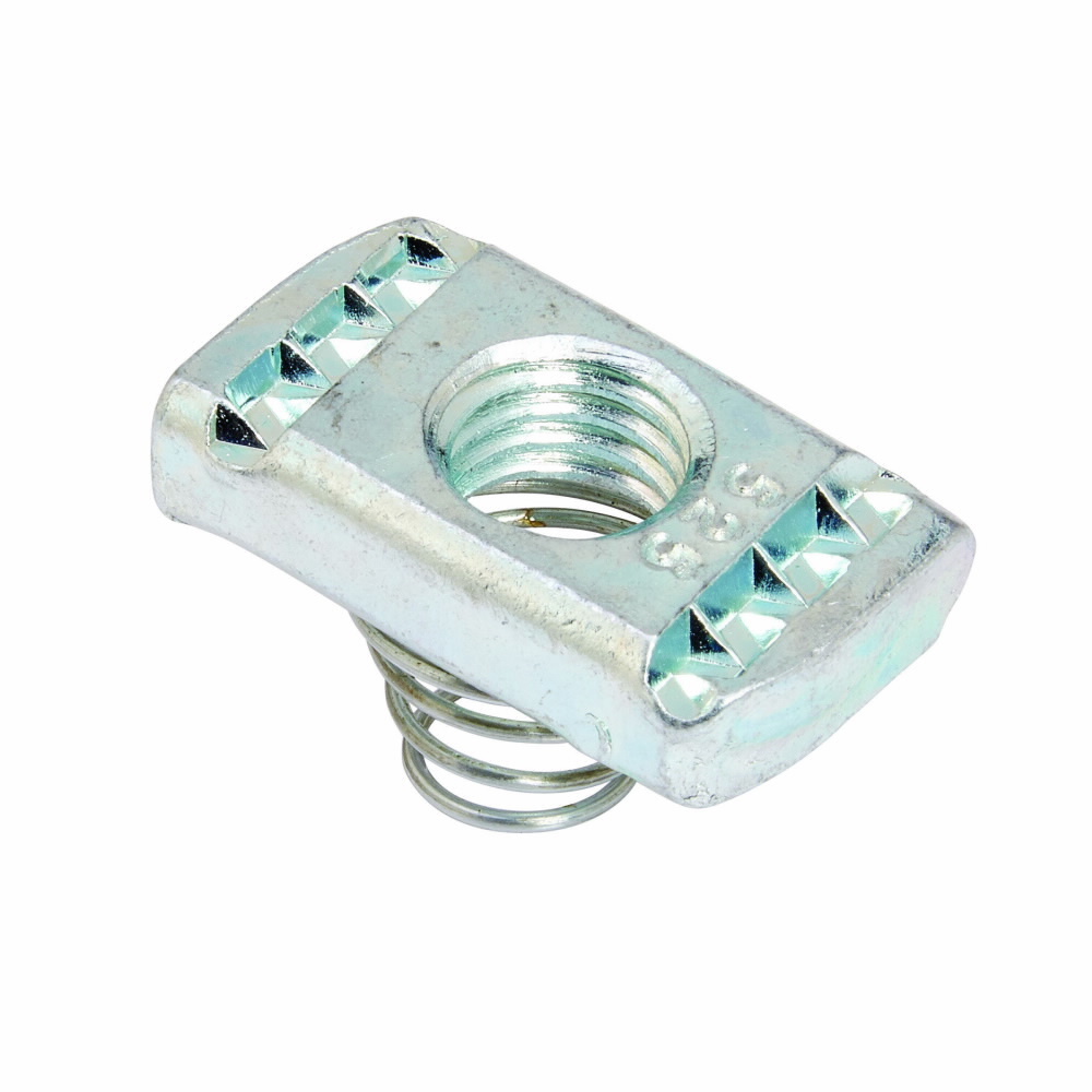 N525SS6 500 Standard Channel Nut With Spring, For Use With B42, B52, B54 and B56 Series Short Channel, 3/8 in THK, 1/2-13 Thread, 316 Stainless Steel