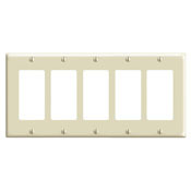 80423-I Decora Standard Size Wall Plate, 5 Gangs, 9.99 in W x 4.5 in H, Thermoset, Ivory