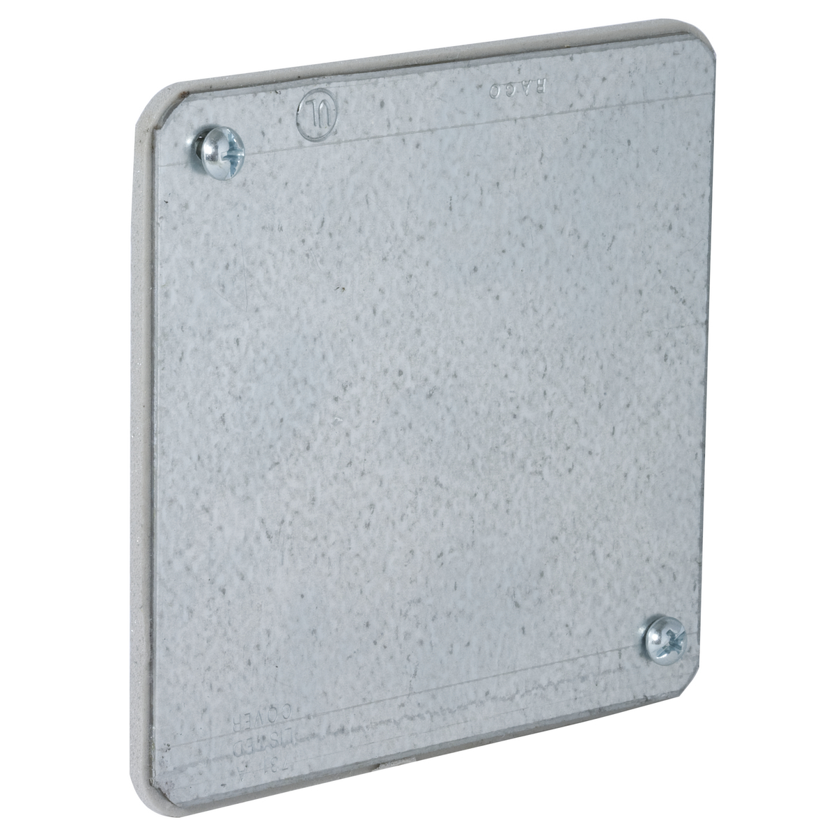 762 Flat Electrical Box Cover, 4 in L x 4 in W x 0.19 in D, Blank Cover, Stamped Steel