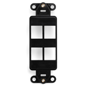 41644-E Decora QuickPort Multimedia Insert, 4 Ports, Fastened Mount, Black