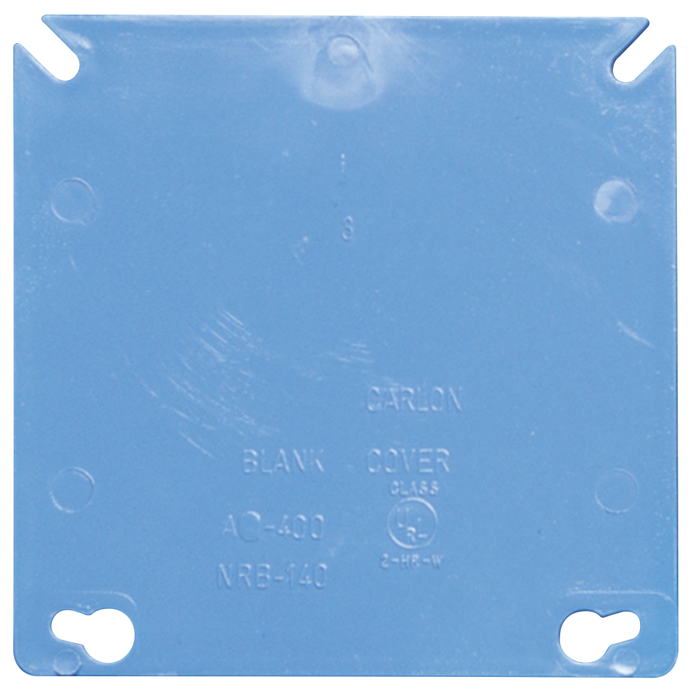 A400 Carlon Non-Metallic Outlet Box Cover, 4 in L x 4 in W x 0.1 in D, Blank Cover