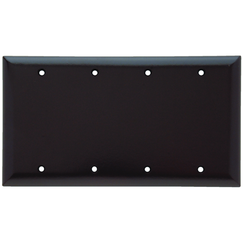 SP43 4-Gang Thermoset Wall Plate, Blank, Box Mounted, Brown