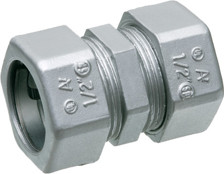 833 Concrete/Raintight Compression Coupling, 1-1/4 in, For Use With EMT Conduit, Die Cast Zinc