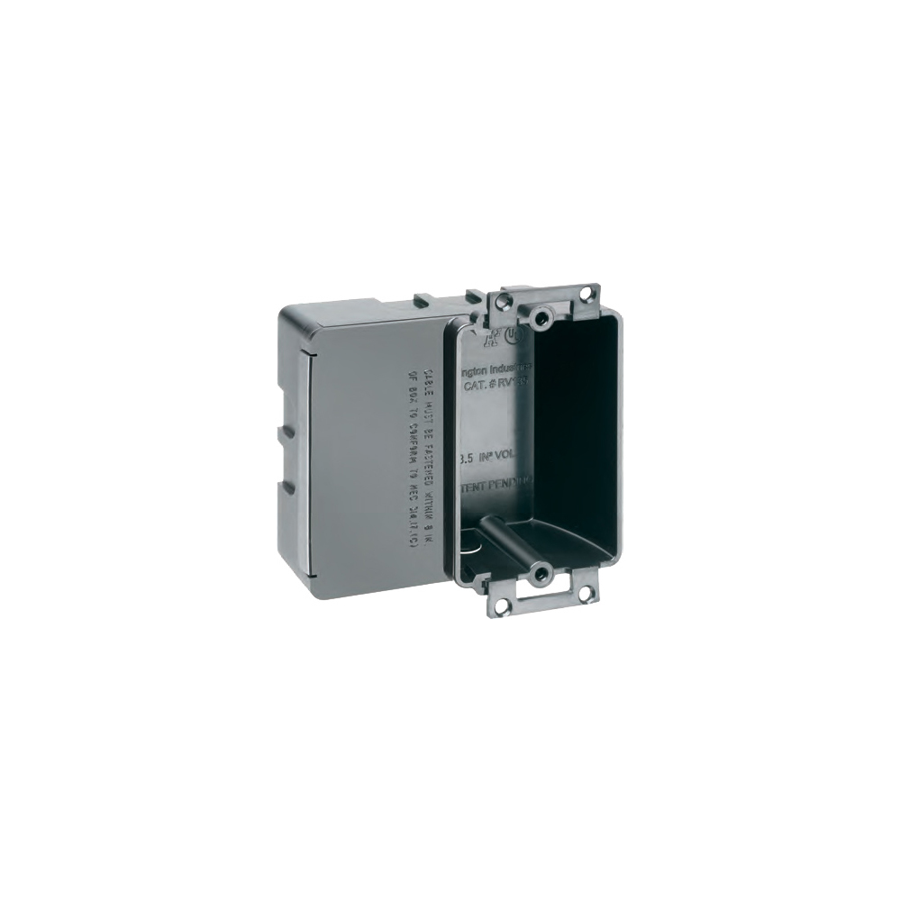 RV135 RV Series Non-Metallic Shallow Device Outlet Box, Plastic, 13-1/2 cu-in Capacity, 1 Gang, 3.363 in L x 4 in W x 1.568 in H