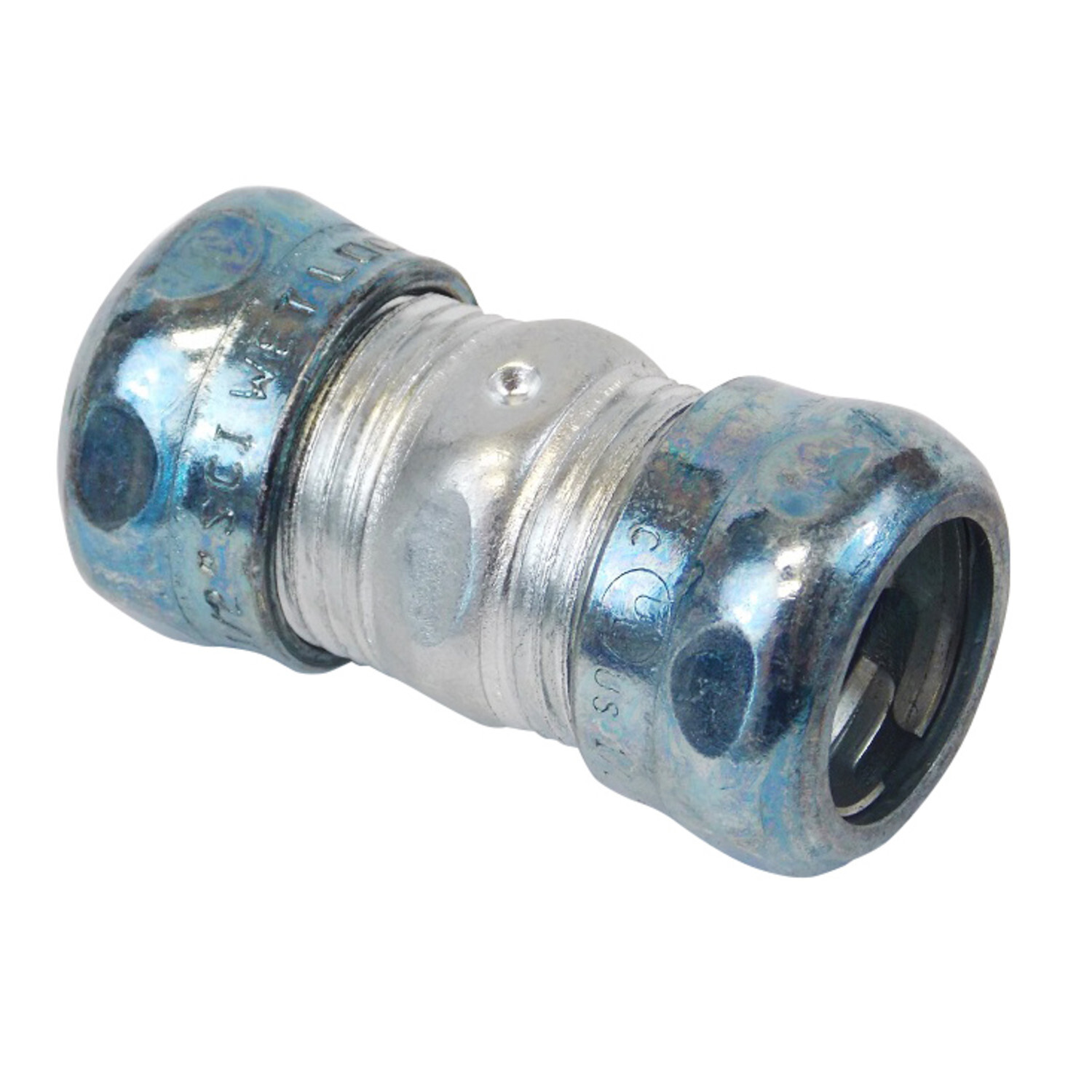 CKR-300KON Straight Compression Coupling, 3 in, For Use With EMT Conduit, Steel, Zinc Plated