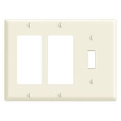 80431-W Decora Standard Size Combination Wall Plate, 3 Gangs, 6.38 in W x 4.5 in H, Thermoset, White