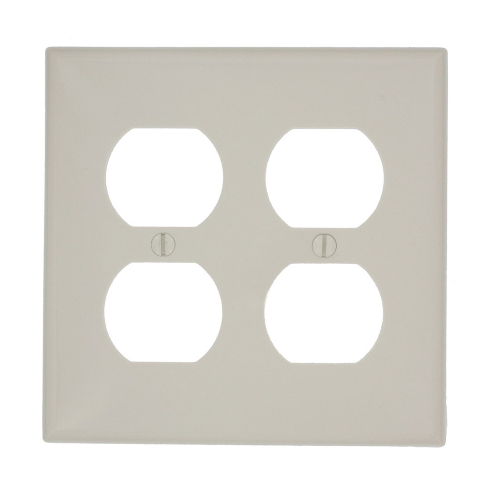 80716-T Standard Size Traditional Wall Plate, 2 Gangs, 4.562 in W x 4.5 in H, Thermoplastic, Light Almond