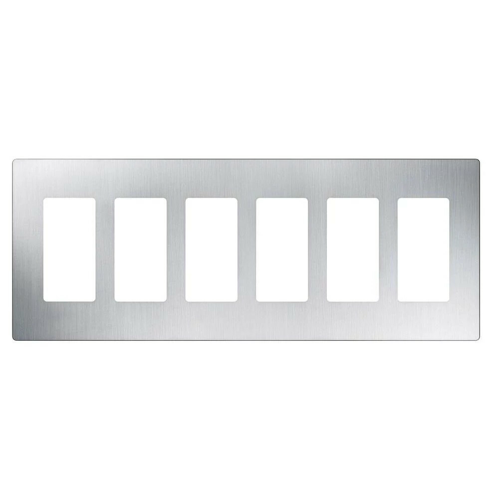 CW-6-SS Claro Wall Plate for Decorator/Designer Paddle Switches and Dimmers, 6 Gang, Gloss, Stainless Steel