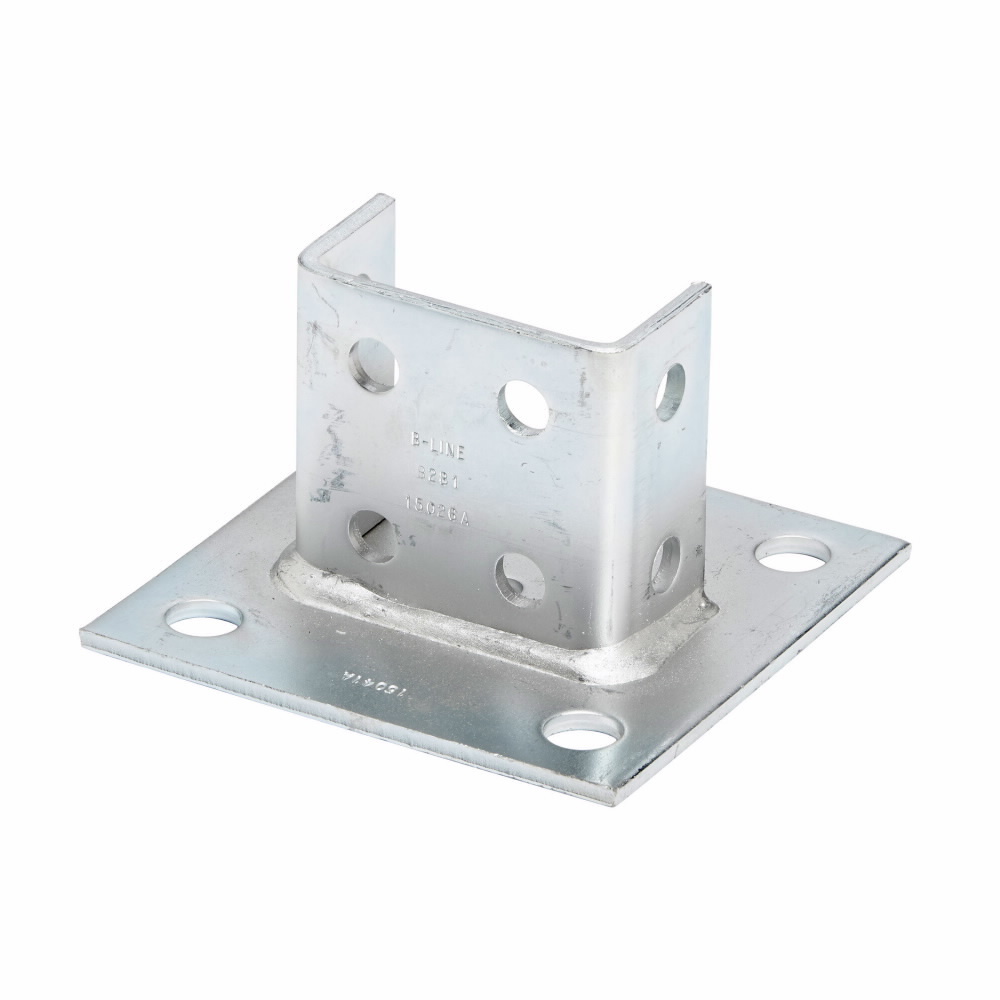B281SQSS4 Square Post Base, Centered Channel Position, 3-1/2 in H Base, For Use With 1-5/8 x 1-5/8 in B22A, B22B and B22C Series Side by Side Channel, 304 Stainless Steel