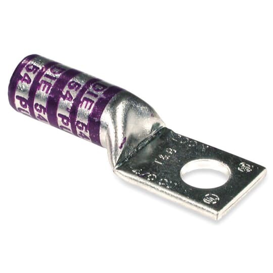 54970BE Color-Keyed 54900 1-Hole Non-Insulated Compression Lug, 4/0 AWG Copper/Stranded Conductor, Die Code: 54, 1/2 in Stud, Copper