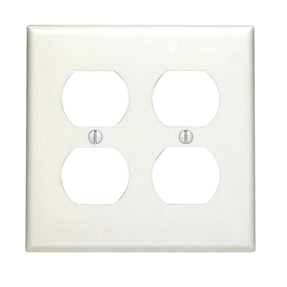 80716-W Standard Size Traditional Wall Plate, 2 Gangs, 4.562 in W x 4.5 in H, Thermoplastic, White