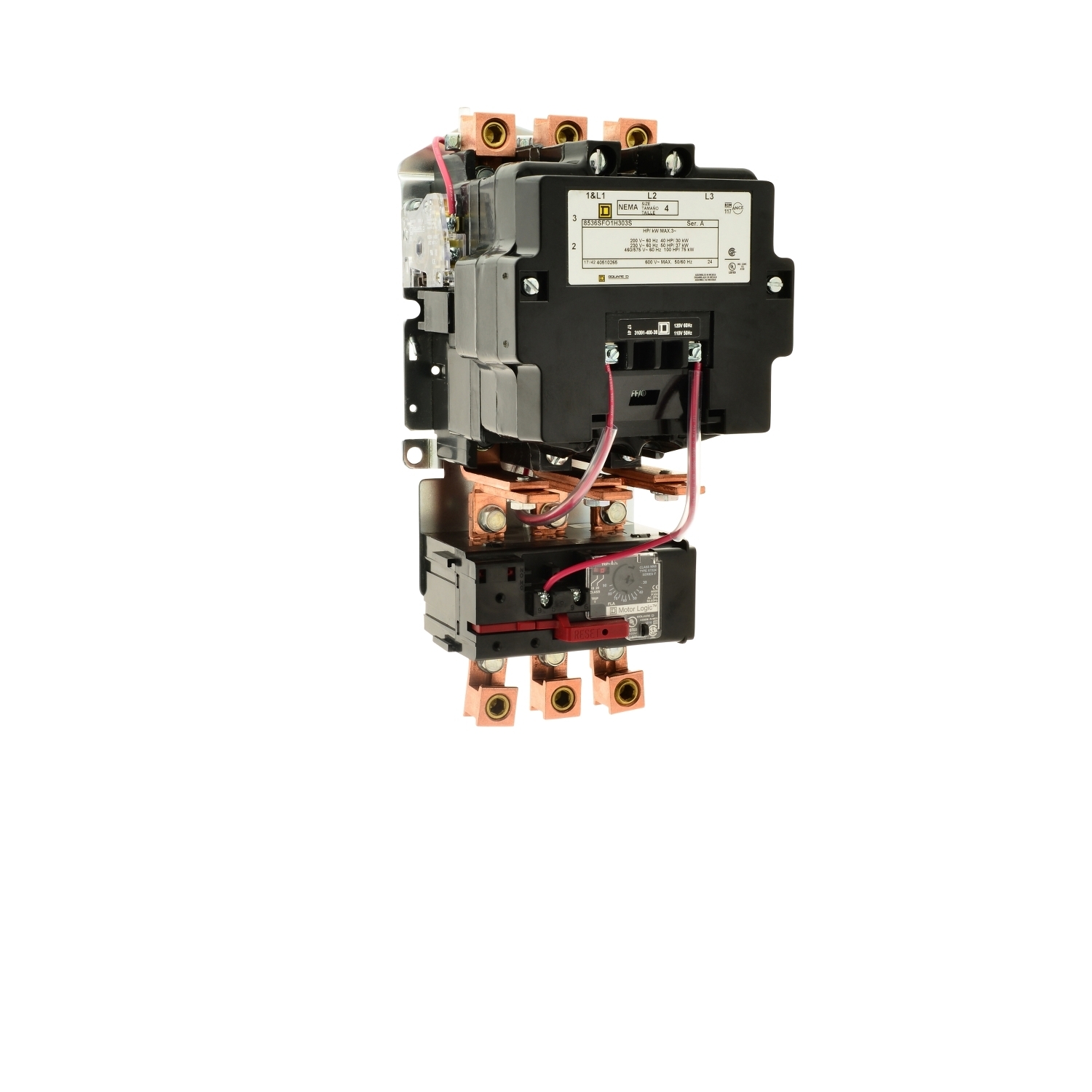 8536SFO1V02H30SX11 Type S Starter, 110 to 120 VAC V Coil, Non-Reversing Action, 3 Poles, NEMA 4 Enclosure