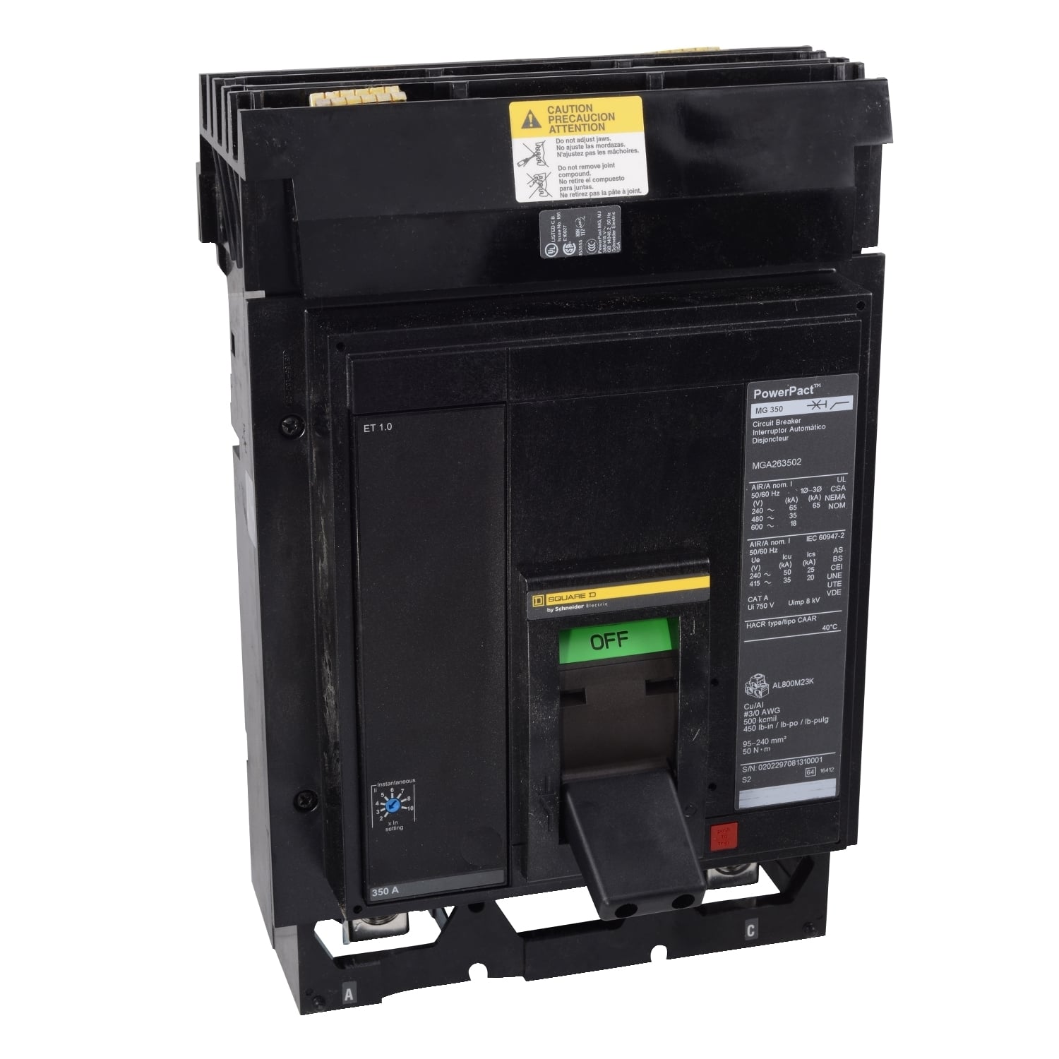 MGA36700 Molded Case Circuit Breaker, 700 Amp, 3 Pole, 600V
