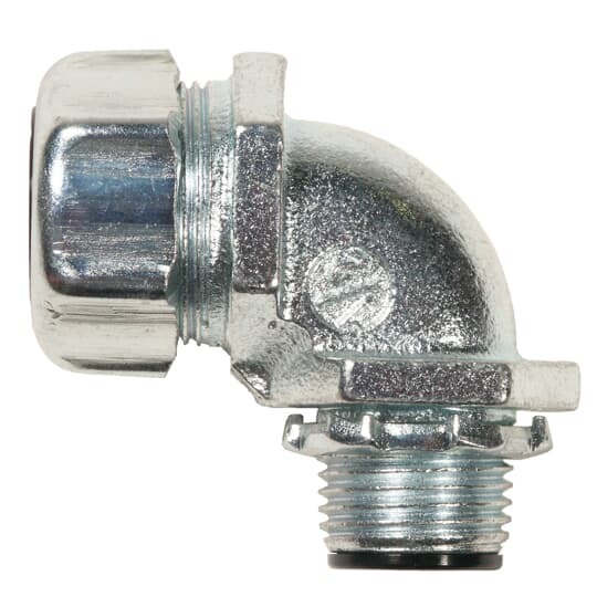 5352-HT T&B High Temperature Insulated Conduit Connector, 1/2 in Trade, 90 deg, Malleable Iron, Clear Chromate Coated/Zinc Plated