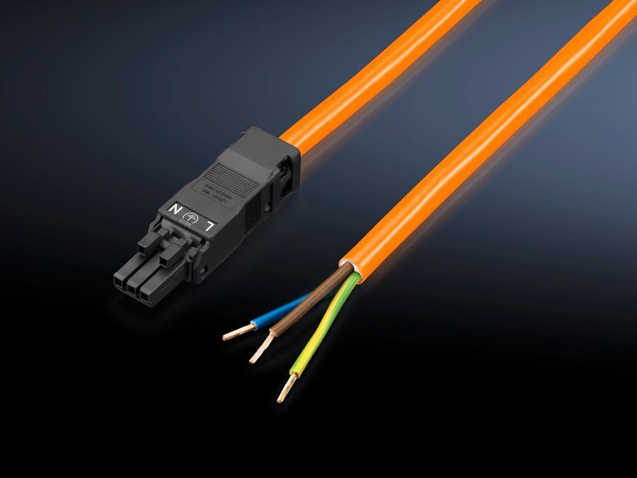 2500400 In-Feed Connection Cable, For Use With LED System Light, 100 to 240 V AC, 1-Phase, 50/60 Hz, 3-Pole, Orange