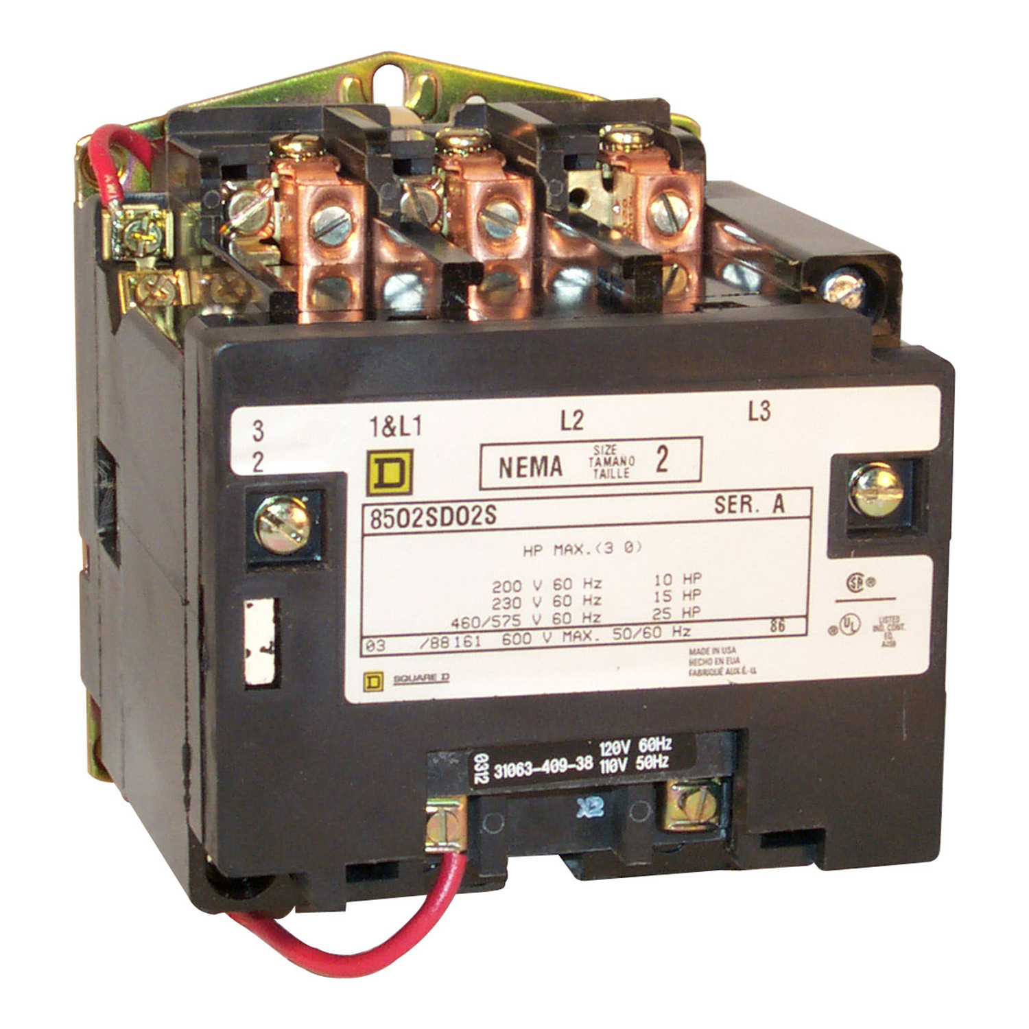 8502SDO1V02S Type S 1-Phase Contactor, 110/120 V AC V Coil, 2 Poles