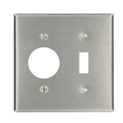 84007 Standard Size Combination Wall Plate, 2 Gangs, 4.56 in W x 4.5 in H, 430 Stainless Steel