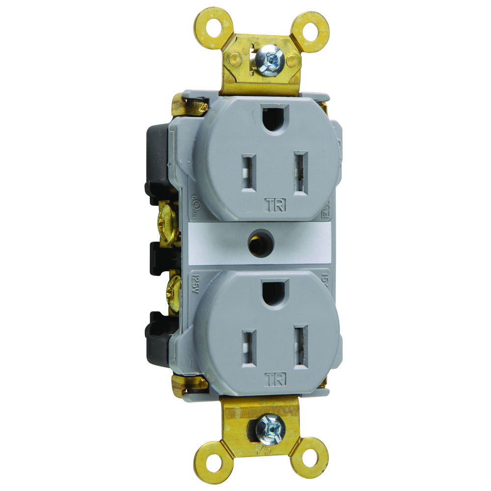 TR15GRY 15 Amp 125V Commercial Grade Duplex Receptacle, Gray