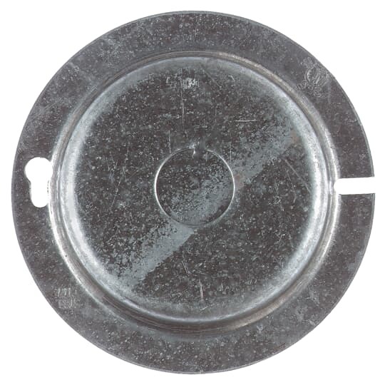 54-C-7 Steel City Flat Outlet Box Cover With Knockout, 4 in Dia, Steel