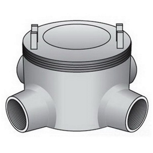 GUAX-150 Explosionproof Dust-Ignition Proof Round X-Style Conduit Outlet Box, 1-1/2 in, 5-1/8 in Cover Opening, 70 cu-in Capacity, Electro-Zinc Plated/Aluminum Enamel Coated