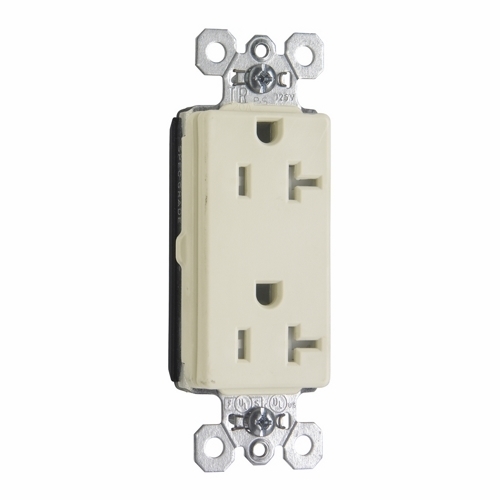 PTTR26362LA PlugTail 20 Amp 125V Spec-Grade Decorator Duplex Receptacle, Light Almond