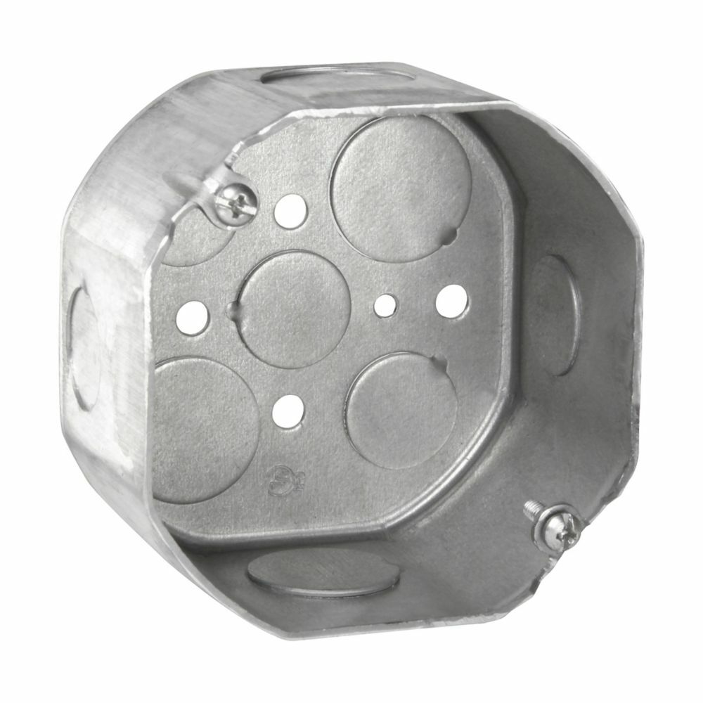 TP292 Thepitt Drawn Octagon Outlet Box, Steel, 21.5 cu-in Capacity, 5 Knockouts, 4 in W x 1-1/8 in D x 4 in H