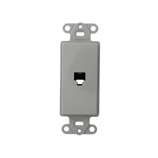 40649-GY Decora Telephone Insert, RJ14 Connector, 1 Ports, 1 Gangs, Snap-Fit Mount, Gray