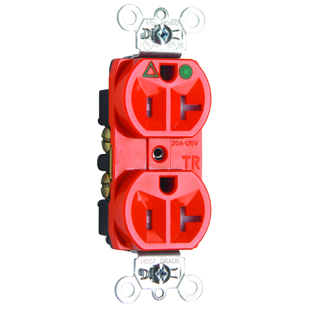 TRIG8300  Isolated Ground Receptacle, Back and Side Wire, 20 Amp, 125V, Orange