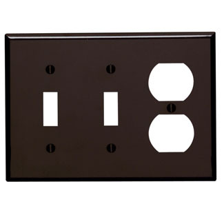 85021 Standard Size Combination Wall Plate, 3 Gangs, 6.38 in W x 4.5 in H, Thermoset, Brown