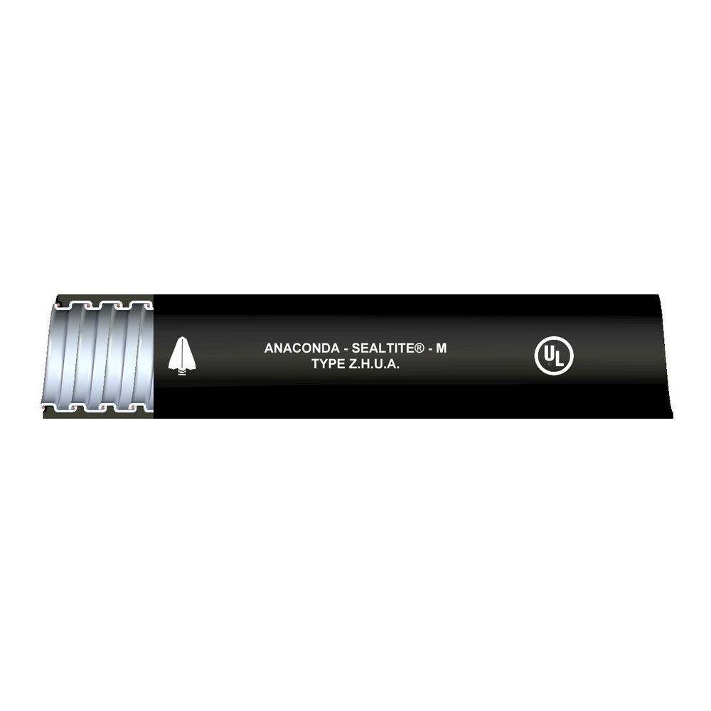 39861 Type ZHUA Low Smoke/Low Flame Spread/Zero Halogen Standard Liquid Tight Flexible Metal Conduit, 2 in Trade, 2.02 to 2.045 in ID x 2.34 to 2.375 in OD, 50 ft Carton L, TPU/Steel