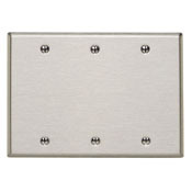 84033-40 Standard Size Blank Wall Plate, 3 Gangs, 6-3/8 in W x 4-1/2 in H, 302 Stainless Steel