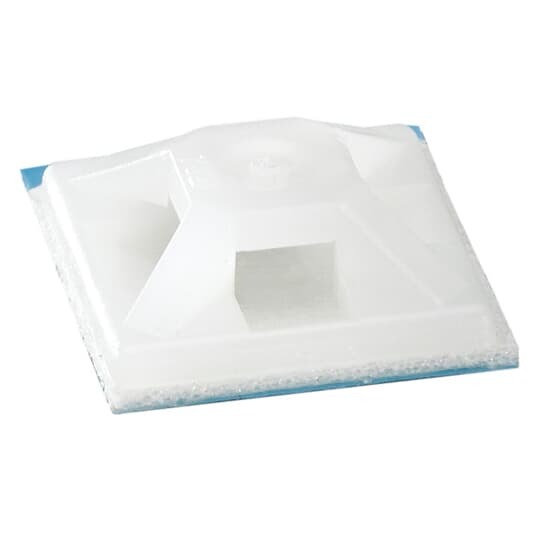 TC200X200A Ty-Rap Cable Tie Mounting Base, 4-Way, Adhesive/Threaded Mount, 0.3 in W Tie, Nylon/Polyamide 6.6, Natural