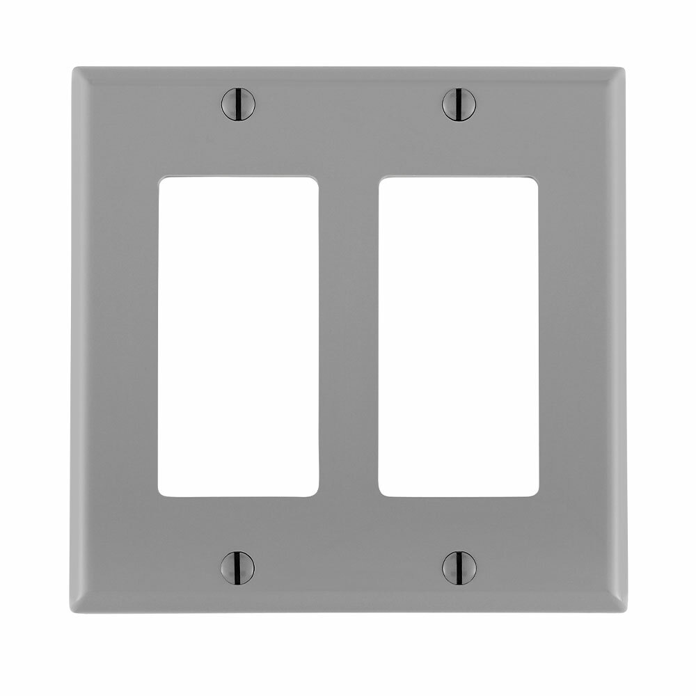 80409-NGY Decora Standard Size Wall Plate, 2 Gangs, 4.56 in W x 4.5 in H, Thermoplastic, Gray