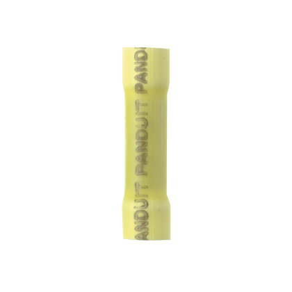 BSV10X-E Pan-Term BSV Loose Piece Butt Splice, 12 to 10 AWG Conductor, 1.18 in L, Brazed Seam/Expanded Barrel, Copper, Yellow