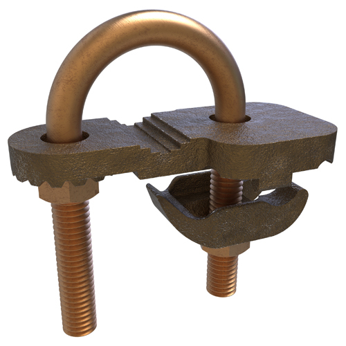 GPL3902BU ClearChoice Type GPL3 Large U-Bolt Ground Clamp, 4 to 4/0 AWG Conductor, Cast Bronze