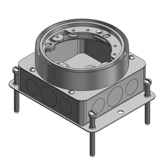 68-S-AL Steel City Flush Service Shallow Floor Box With Aluminum Trim Ring, Aluminum, 47 cu-in Capacity, 1 Gang, 6 Knockouts, 4-11/16 in L x 4-1/4 in W x 2-3/4 in H