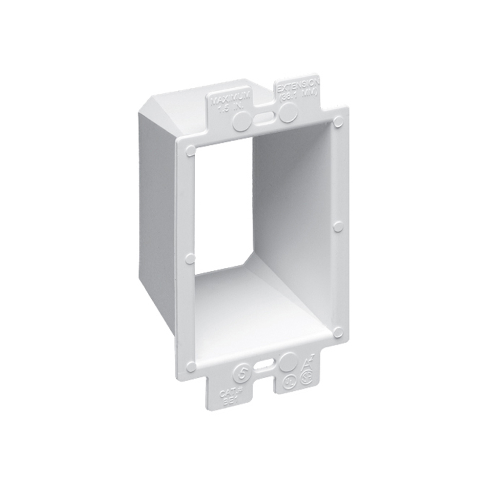 BE1 Box Extender, 1 Gang, 4.188 in L x 2.313 in W, Plastic
