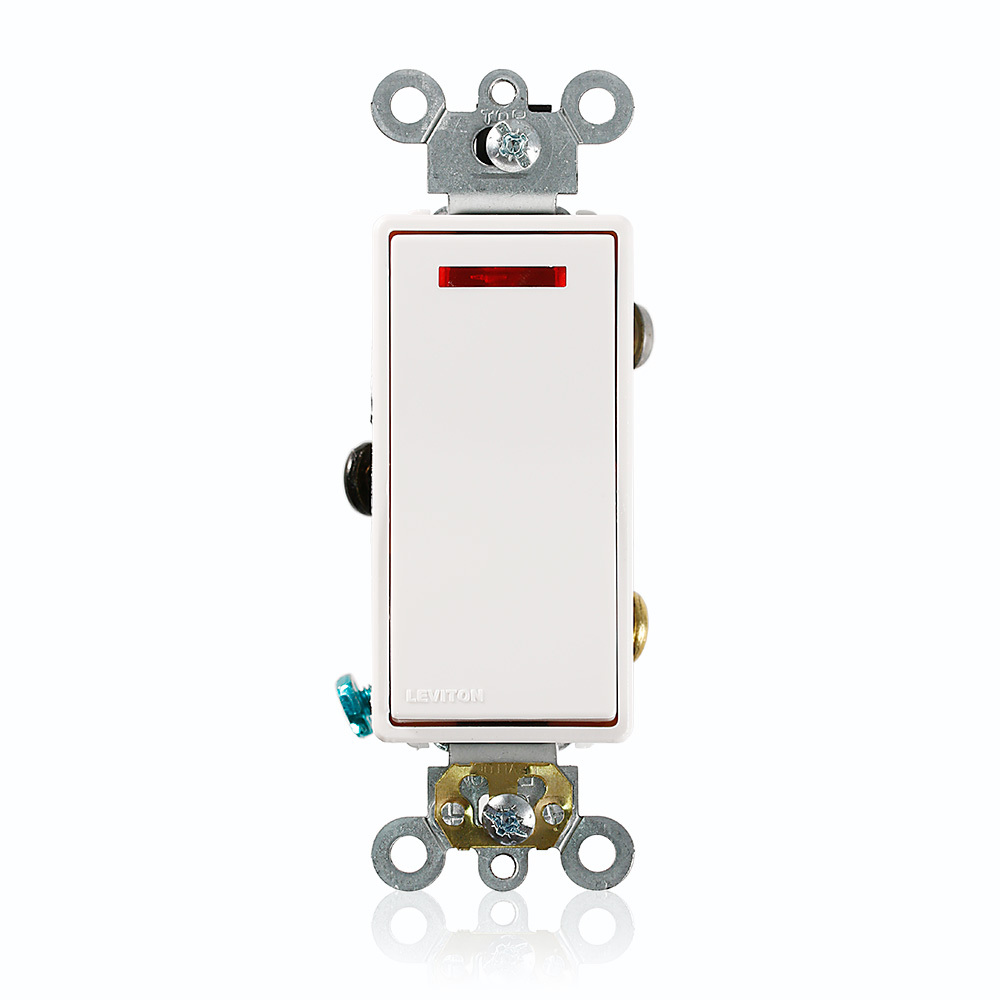 5628-2W Self-Grounding Pilot Light AC Quiet Switch, 120 V AC, 20 A, 1 hp Power Rating