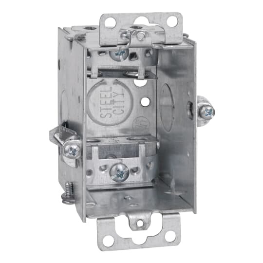 LXOWC-25 Steel City Gangable Welded Style Switch Box, Steel, 12.5 cu-in Capacity, 1 Gang, 1 Outlet, 4 Knockouts, 2 in W x 2-1/2 in D x 3 in H