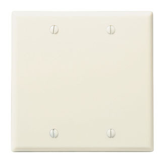 78025 Standard Size Blank Wall Plate, 2 Gangs, 4.56 in W x 4.5 in H, Thermoset, Light Almond