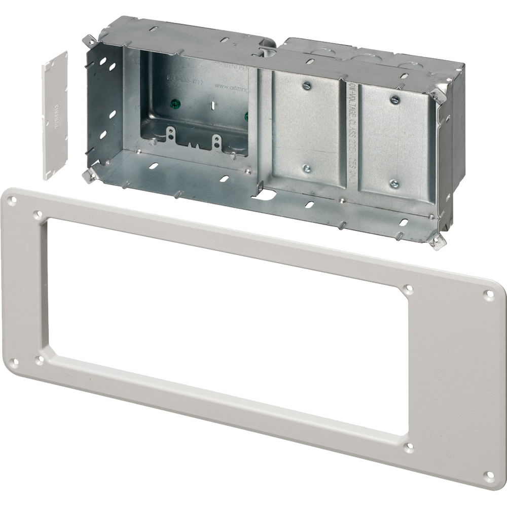 TVBS613BL Power Low Voltage Recessed Combination Box, Steel, 32-1/2 cu-in Capacity, 4 Gangs, 7 in L x 17 in W x 3.848 in H