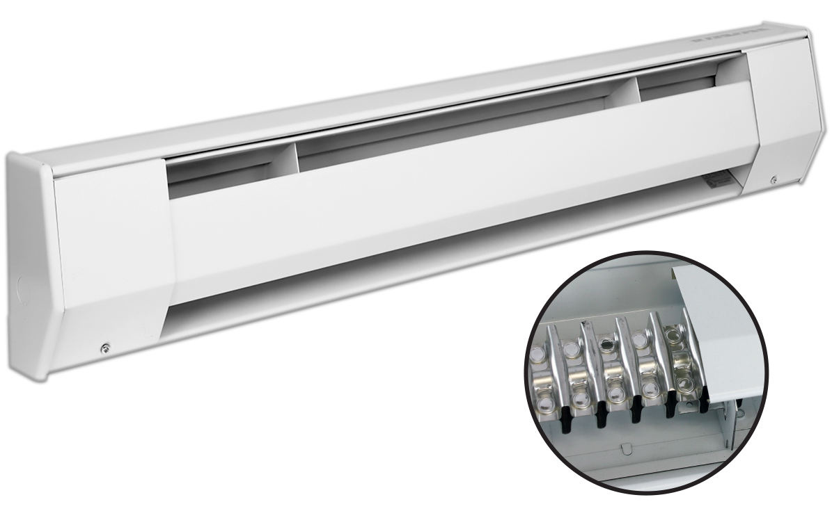 8K2420BW K Series Electric Baseboard Heater, 240 V AC, 2000 W, Wall Mount