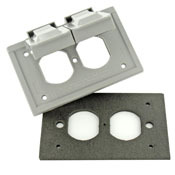 4976-FS Duplex Horizontal Weather Resistant Receptacle Cover Plate with Self Closing Lid, 1 Gangs, Thermoplastic, Gray